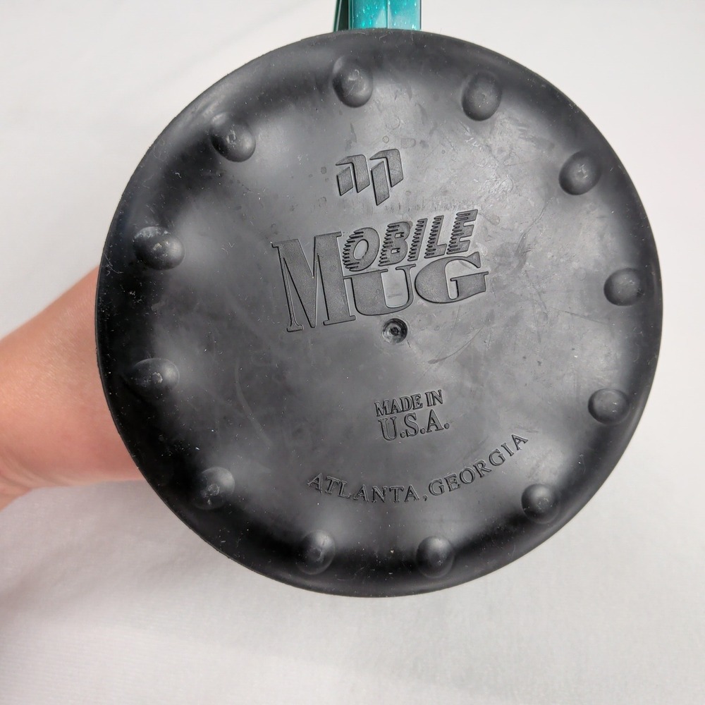 Mobile Mug Non-Tip Travel Tumbler Teal Green Speckled Weighted Base Made in USA - Picture 6 of 9